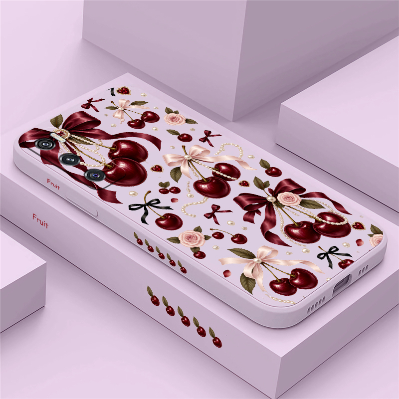 Vivo V40 - Rosa Schleife, rote Kirsche, Handyhülle für