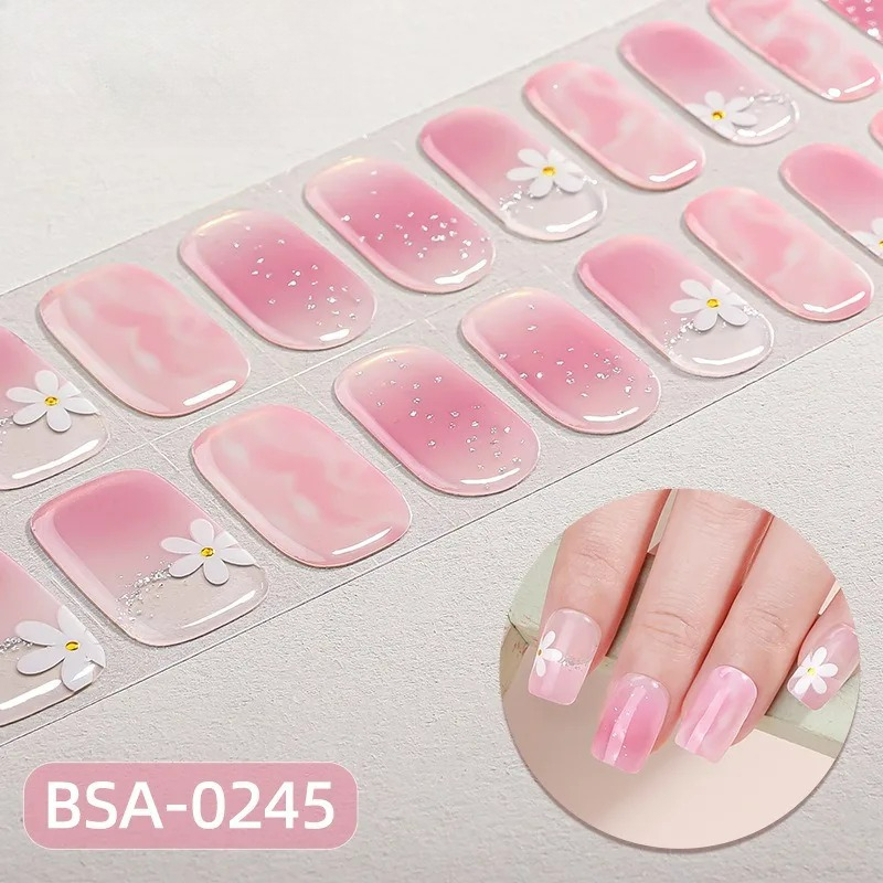 Full Cover Adhesive - Ohne UV-Lampe, halbgehärtete Gel-Nagelstreifen, Farbverlauf-Nagelfolien, selbstklebende,