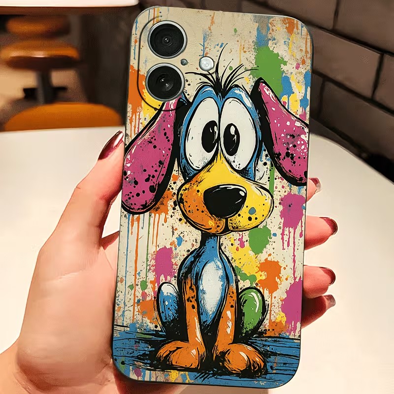 Graffiti-Farbige Welpen-TPU-Ha – Apple Iphone 15 Bewertung und Preis